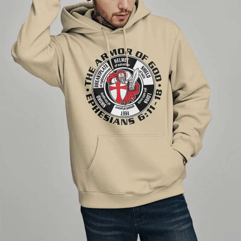 Christianartworkshop Modern Colored Style Crusader Knight Armor of God Fleece Lined Polyester Hoodie sold by Christian Art Workshop product image thumbnail 5