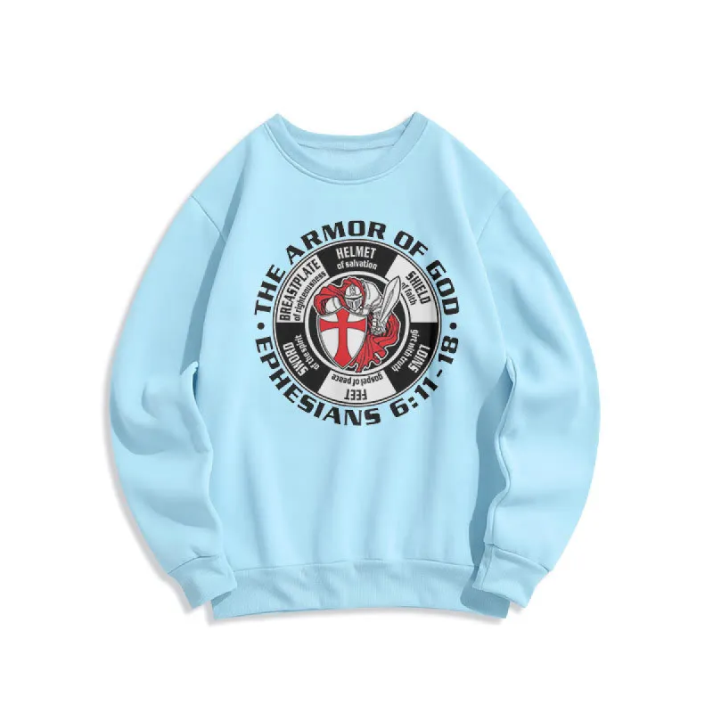 Christianartworkshop Modern Colored Style Crusader Knight Armor of God Fleece Lined Polyester Sweatshirt sold by Christian Art Workshop