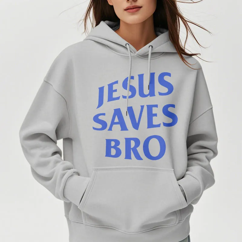 Christianartworkshop Quotation Style Jesus Saves Bro Proud Faith Fleece Lined Polyester Hoodie sold by Christian Art Workshop product image thumbnail 5