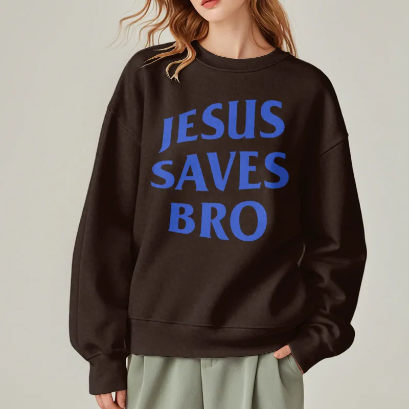 Christianartworkshop Quotation Style Jesus Saves Bro Proud Faith Fleece Lined Polyester Sweatshirt sold by Christian Art Workshop product image thumbnail 5