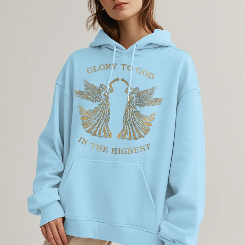 Christianartworkshop Classic Style Glory To God In The Highest Angel Fleece Lined Polyester Hoodie sold by Christian Art Workshop product image thumbnail 5