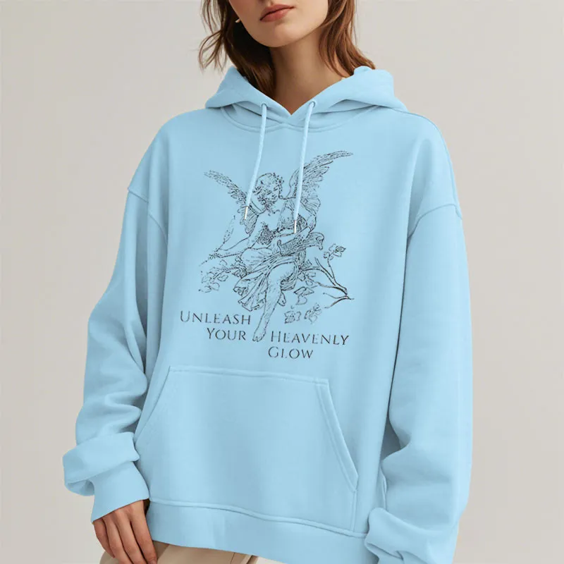 Christianartworkshop Classic Style Angel Unleash Your Heavenly Glow Fleece Lined Polyester Hoodie sold by Christian Art Workshop product image thumbnail 5