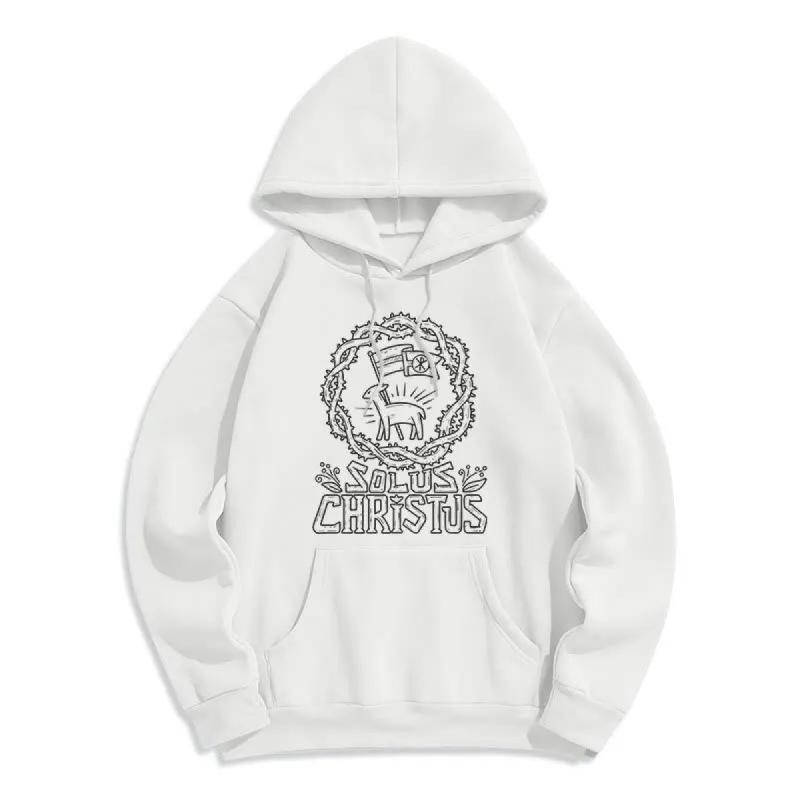 Christianartworkshop Modern Style Solus Christus Lamb Fleece Lined Polyester Hoodie sold by Christian Art Workshop