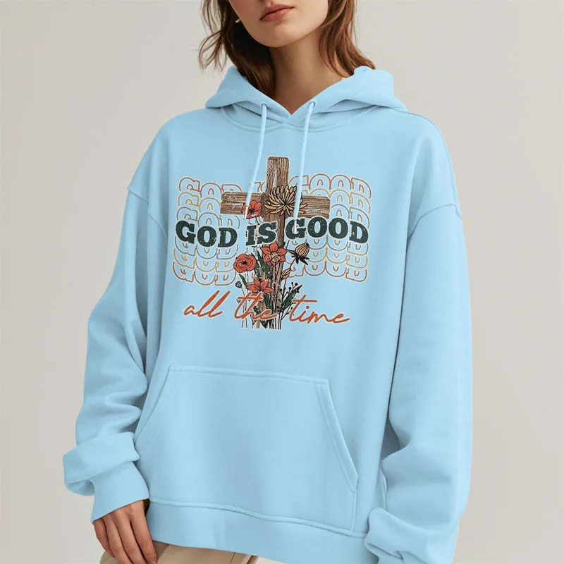 Christianartworkshop Classic Colored Style God is Good All the Time Fleece Lined Polyester Hoodie sold by Christian Art Workshop product image thumbnail 5