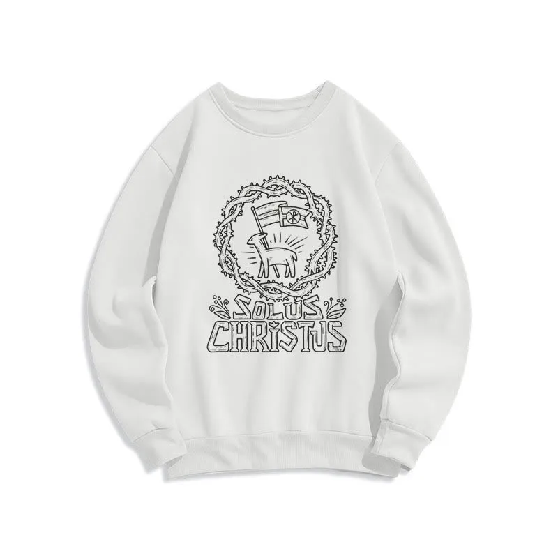 Christianartworkshop Modern Style Solus Christus Lamb Fleece Lined Polyester Sweatshirt sold by Christian Art Workshop