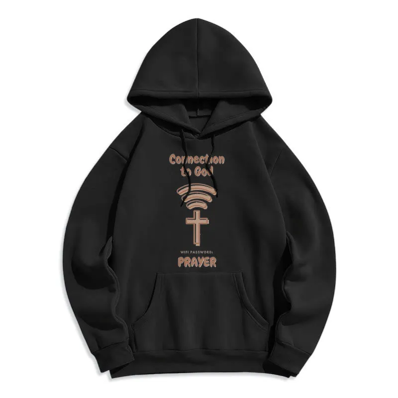 Christianartworkshop Modern Style Prayer Connection To God Fleece Lined Polyester Hoodie sold by Christian Art Workshop