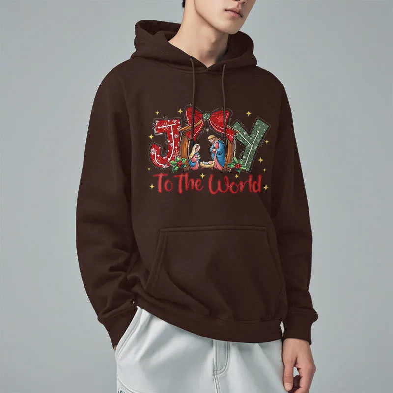Christianartworkshop Colored Style Joy To The World Nativity Scene Fleece Lined Polyester Hoodie sold by Christian Art Workshop product image thumbnail 2