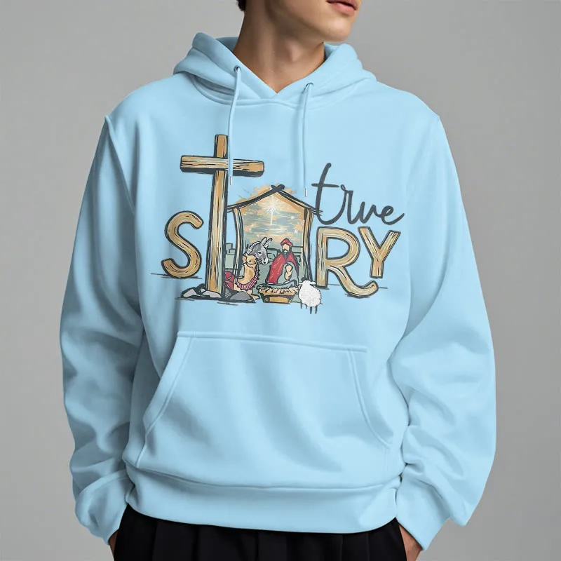 Christianartworkshop Modern Style True Story Nativity Scene Fleece Lined Polyester Hoodie sold by Christian Art Workshop product image thumbnail 2