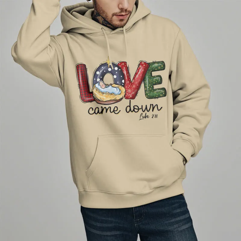 Christianartworkshop Colored Style Love Came Down Christmas Fleece Lined Polyester Hoodie sold by Christian Art Workshop product image thumbnail 2