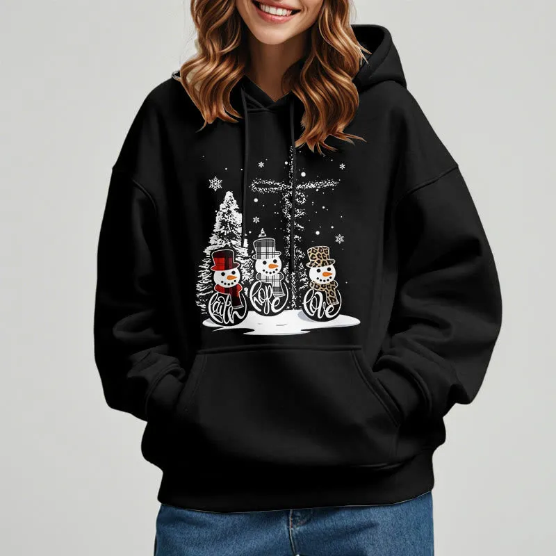 Christianartworkshop Colored Style Faith Hope Love Christmas Fleece Lined Polyester Hoodie sold by Christian Art Workshop product image thumbnail 2