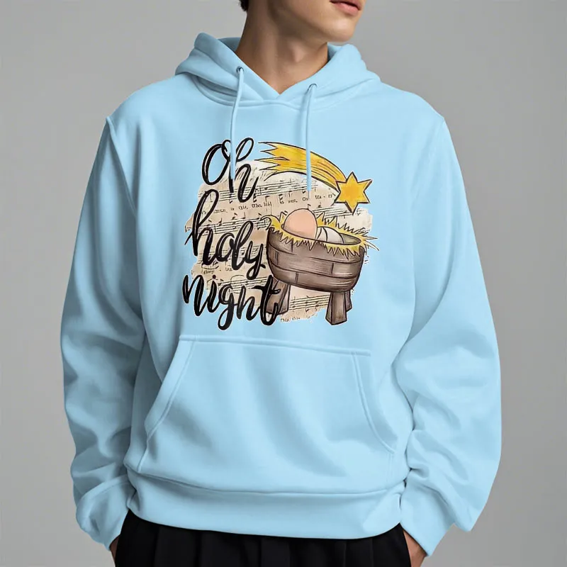 Christianartworkshop Colored Style Holy Night Cradle Nativity Scene Fleece Lined Polyester Hoodie sold by Christian Art Workshop product image thumbnail 3