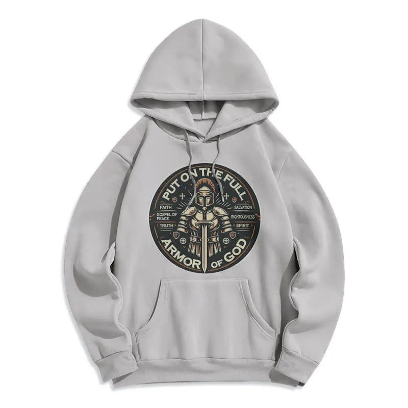 Christianartworkshop Modern Style Put On The Full Armor of God Fleece Lined Polyester Hoodie sold by Christian Art Workshop