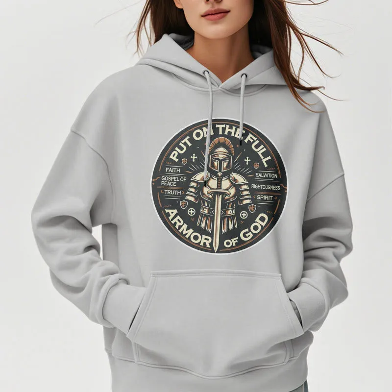 Christianartworkshop Modern Style Put On The Full Armor of God Fleece Lined Polyester Hoodie sold by Christian Art Workshop product image thumbnail 3