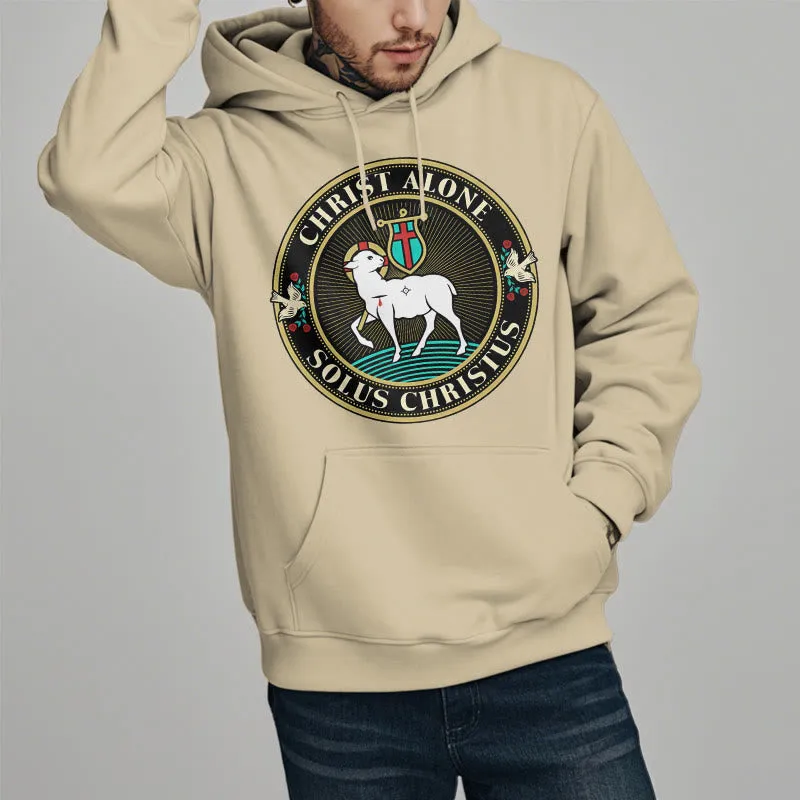 Christianartworkshop Modern Style Christ Alone Lamb of God Fleece Lined Polyester Hoodie sold by Christian Art Workshop product image thumbnail 2