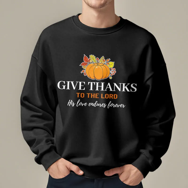 Christianartworkshop Modern Style Give Thanks to the Lord Pumpkin Fleece Lined Polyester Sweatshirt sold by Christian Art Workshop product image thumbnail 2