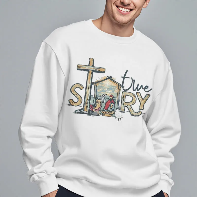 Christianartworkshop Modern Style True Story Nativity Scene Fleece Lined Polyester Sweatshirt sold by Christian Art Workshop product image thumbnail 3