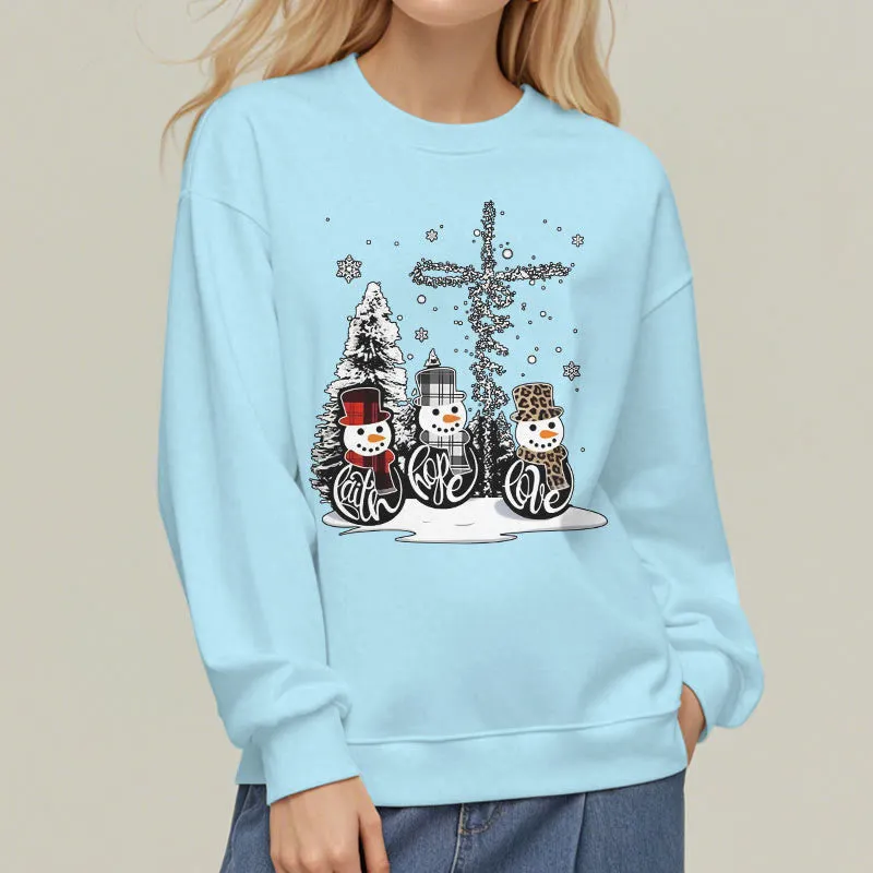 Christianartworkshop Colored Style Faith Hope Love Christmas Fleece Lined Polyester Sweatshirt sold by Christian Art Workshop product image thumbnail 3