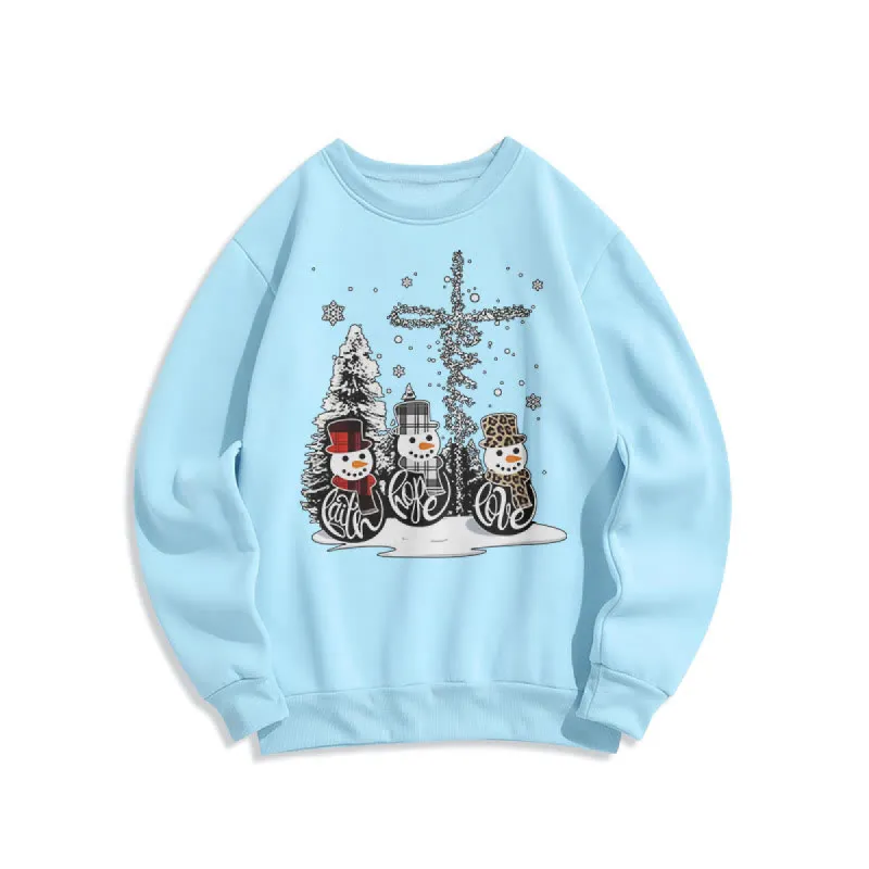 Christianartworkshop Colored Style Faith Hope Love Christmas Fleece Lined Polyester Sweatshirt sold by Christian Art Workshop