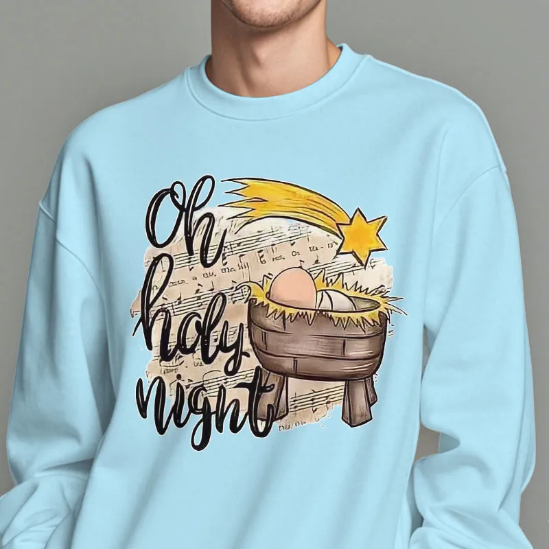 Christianartworkshop Colored Style Holy Night Cradle Nativity Scene Fleece Lined Polyester Sweatshirt sold by Christian Art Workshop product image thumbnail 3