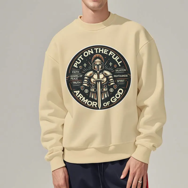 Christianartworkshop Modern Style Put On The Full Armor of God Fleece Lined Polyester Sweatshirt sold by Christian Art Workshop product image thumbnail 2