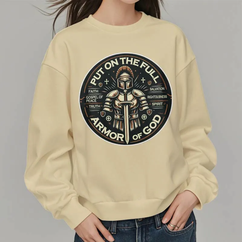 Christianartworkshop Modern Style Put On The Full Armor of God Fleece Lined Polyester Sweatshirt sold by Christian Art Workshop product image thumbnail 3