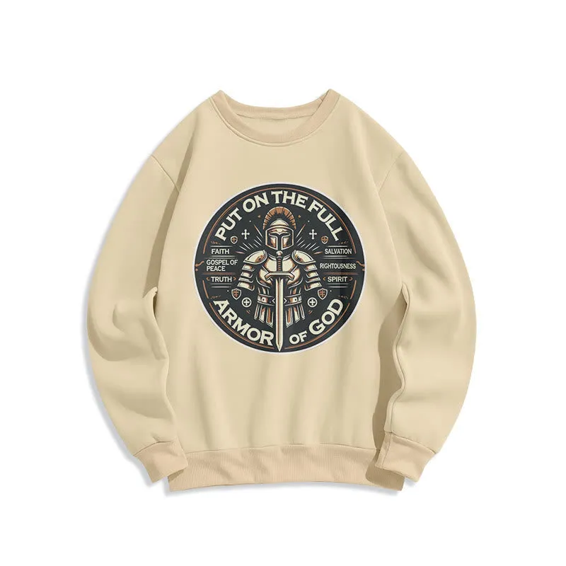 Christianartworkshop Modern Style Put On The Full Armor of God Fleece Lined Polyester Sweatshirt sold by Christian Art Workshop