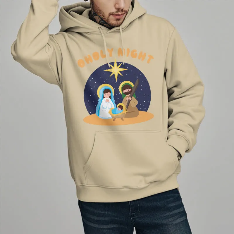 Christianartworkshop Colored Style Holy Night Nativity Scene Fleece Lined Polyester Hoodie sold by Christian Art Workshop product image thumbnail 3