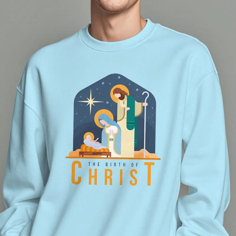 Christianartworkshop Colored Style Birth Of Christ Nativity Scene Fleece Lined Polyester Sweatshirt sold by Christian Art Workshop product image thumbnail 2