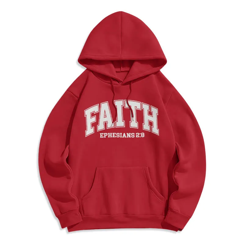 Christianartworkshop Modern Style Faith Ephesians 2 : 8 Fleece Lined Polyester Hoodie sold by Christian Art Workshop