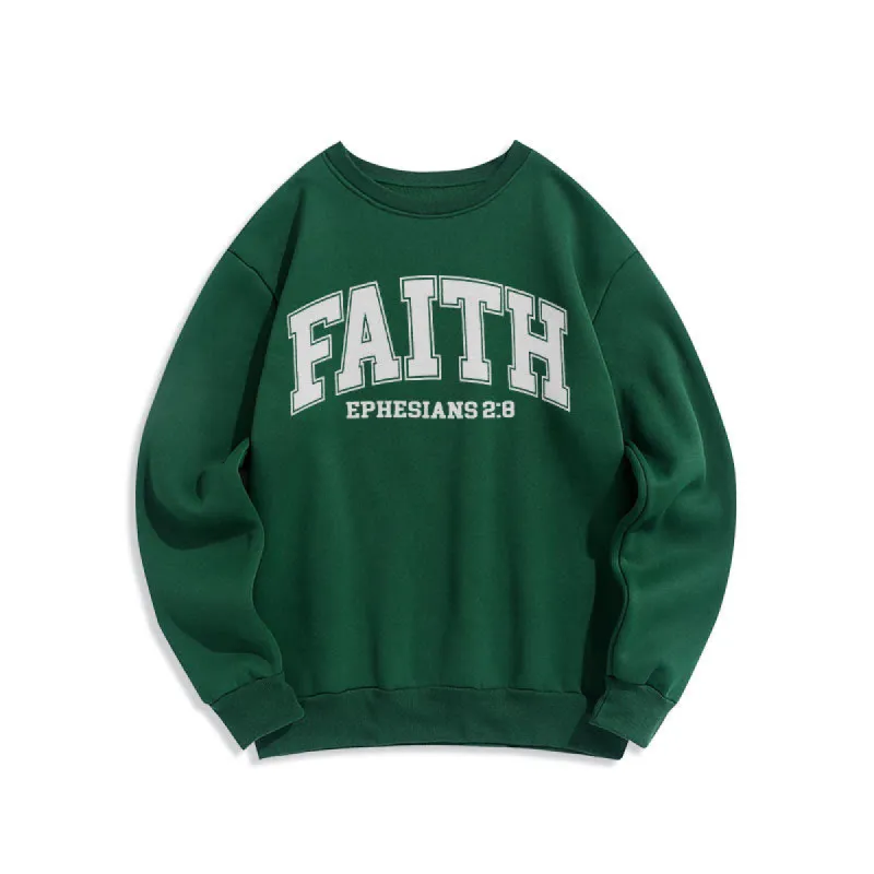 Christianartworkshop Modern Style Faith Ephesians 2 : 8 Fleece Lined Polyester Sweatshirt sold by Christian Art Workshop