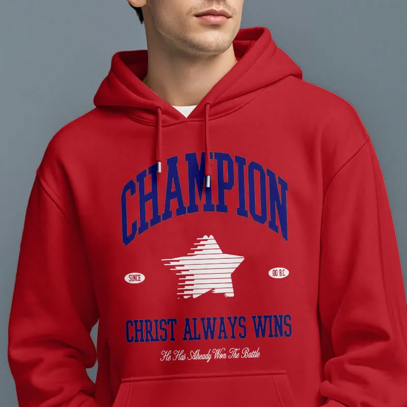 Christianartworkshop Modern Style Champion Christ Always Wins Fleece Lined Polyester Hoodie sold by Christian Art Workshop product image thumbnail 3