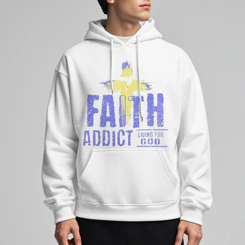 Christianartworkshop Colored Style Faith Addict Living For God Fleece Lined Polyester Hoodie sold by Christian Art Workshop product image thumbnail 3