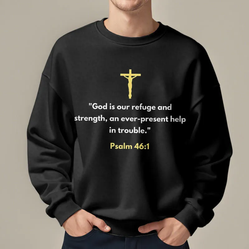 Christianartworkshop Classic Style God Is Our Refuge And Strength Fleece Lined Polyester Sweatshirt sold by Christian Art Workshop product image thumbnail 2