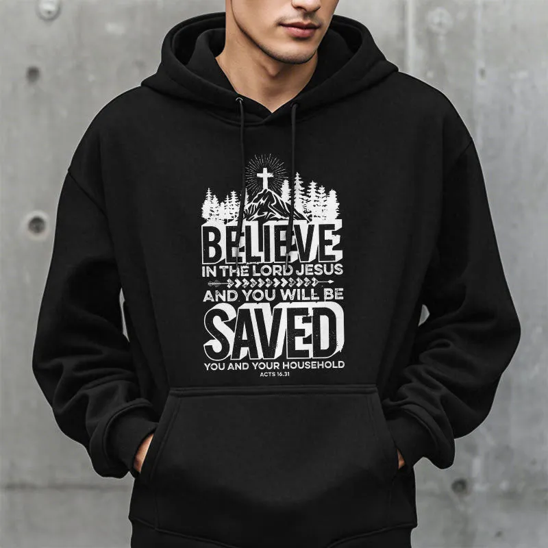 Christianartworkshop Modern Style Believe In The Jesus Lord Fleece Lined Polyester Hoodie sold by Christian Art Workshop product image thumbnail 2