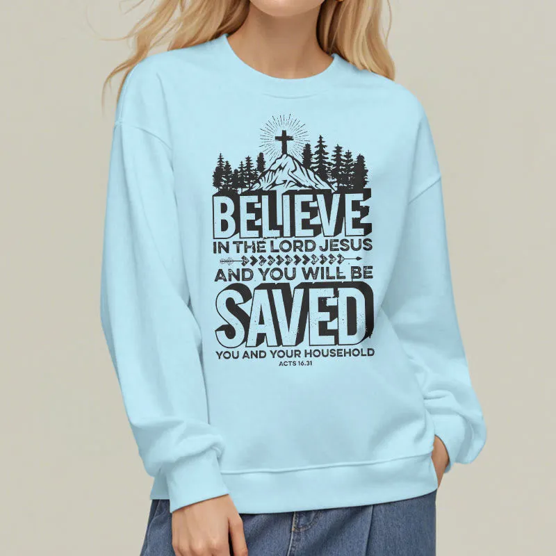 Christianartworkshop Modern Style Believe In The Jesus Lord Fleece Lined Polyester Sweatshirt sold by Christian Art Workshop product image thumbnail 2