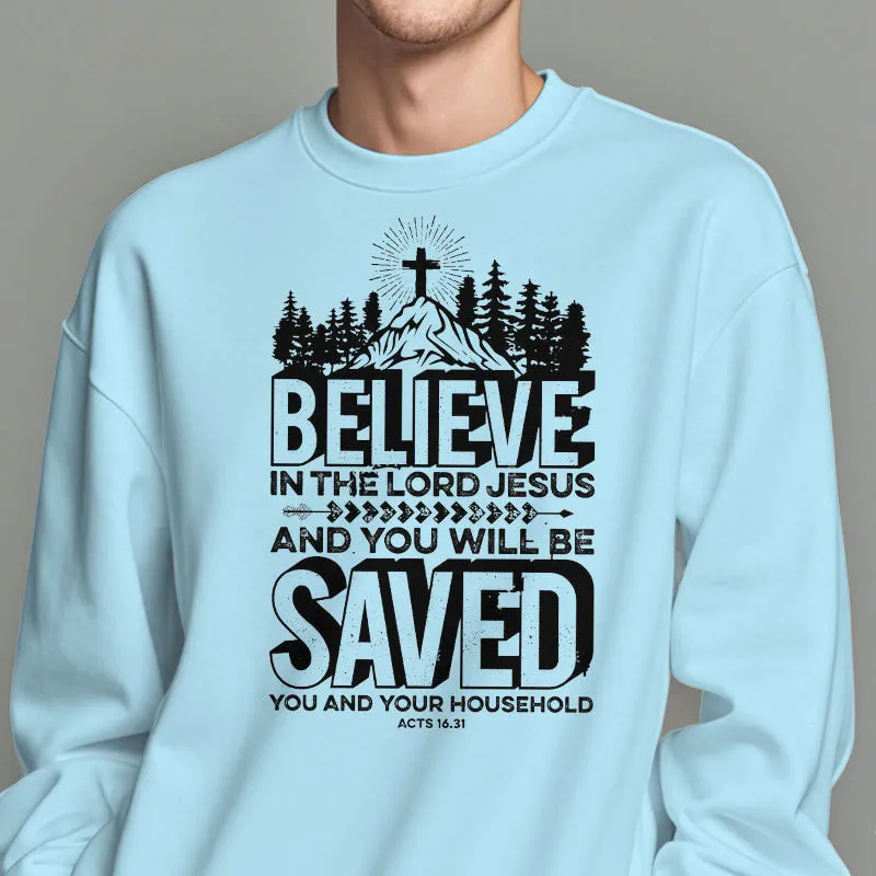 Christianartworkshop Modern Style Believe In The Jesus Lord Fleece Lined Polyester Sweatshirt sold by Christian Art Workshop product image thumbnail 3
