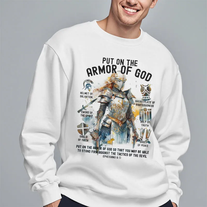 Christianartworkshop Colored Style Put On The Armor of God Fleece Lined Polyester Sweatshirt sold by Christian Art Workshop product image thumbnail 3