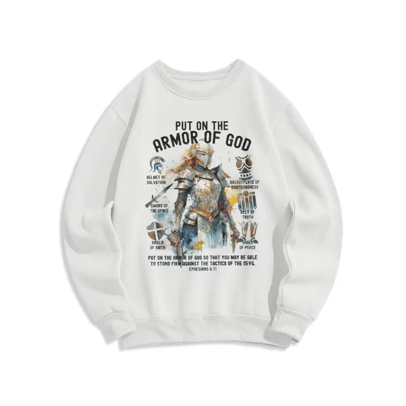 Christianartworkshop Colored Style Put On The Armor of God Fleece Lined Polyester Sweatshirt sold by Christian Art Workshop