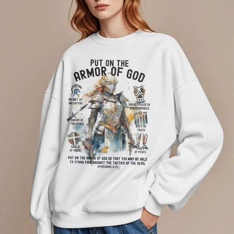 Christianartworkshop Colored Style Put On The Armor of God Fleece Lined Polyester Sweatshirt sold by Christian Art Workshop product image thumbnail 2