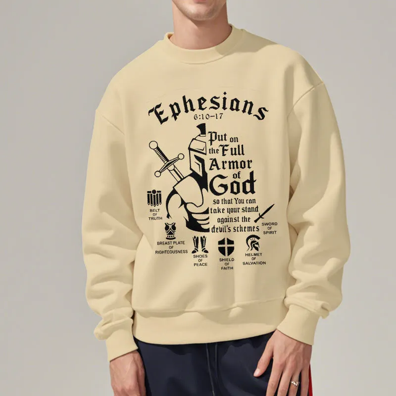 Christianartworkshop Quotation Style Full Armor of God Fleece Lined Polyester Sweatshirt sold by Christian Art Workshop product image thumbnail 2