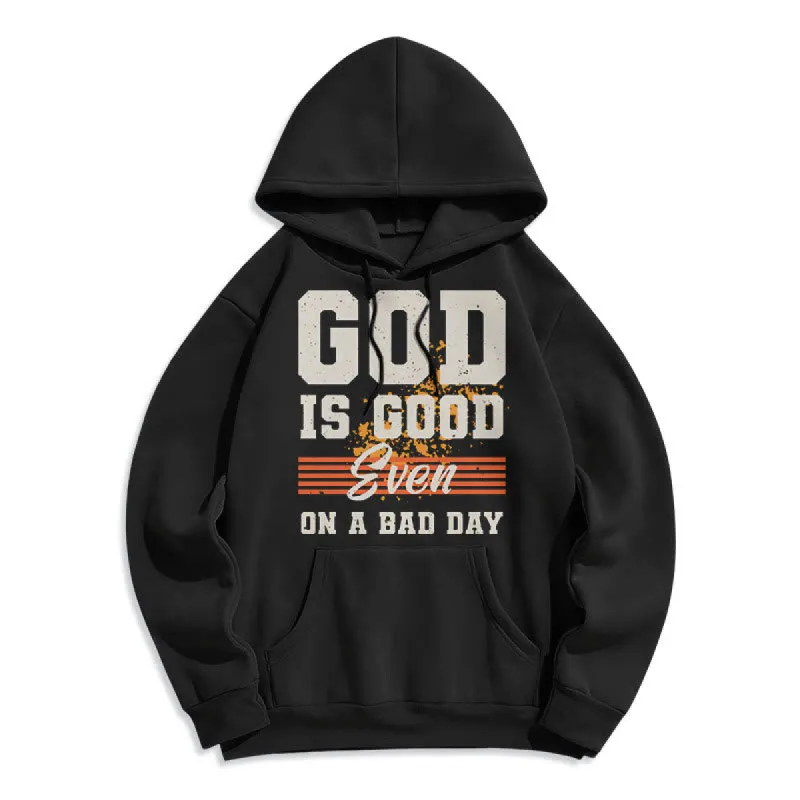 Christianartworkshop Classic Style God Is Good Even On A Bad Day Fleece Lined Polyester Hoodie sold by Christian Art Workshop