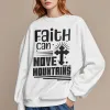 Christianartworkshop Modern Style Faith Can Move Mountains Fleece Lined Polyester Sweatshirt sold by Christian Art Workshop