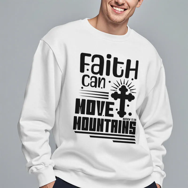 Christianartworkshop Modern Style Faith Can Move Mountains Fleece Lined Polyester Sweatshirt sold by Christian Art Workshop product image thumbnail 2
