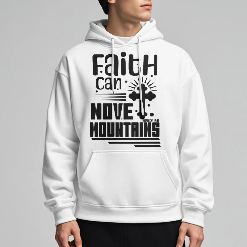 Christianartworkshop Modern Style Faith Can Move Mountains Fleece Lined Polyester Hoodie sold by Christian Art Workshop product image thumbnail 2