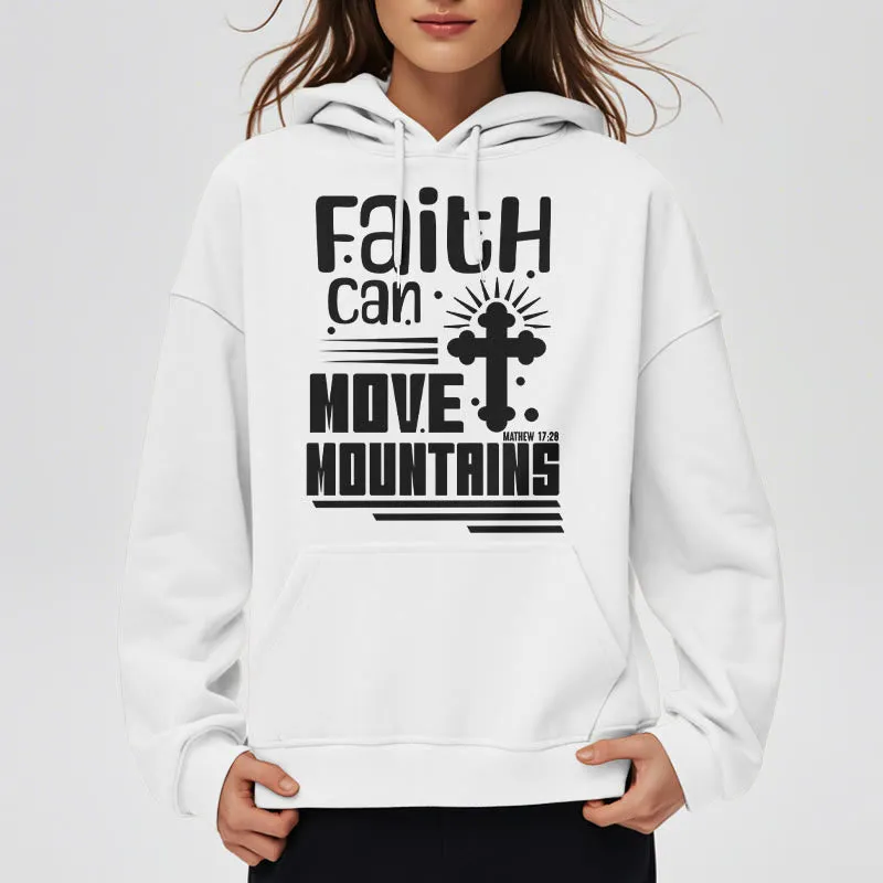 Christianartworkshop Modern Style Faith Can Move Mountains Fleece Lined Polyester Hoodie sold by Christian Art Workshop product image thumbnail 3