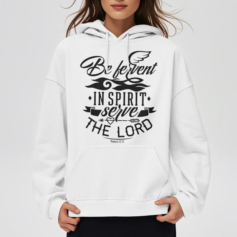 Christianartworkshop Modern Style Be Fervent In Spirit Fleece Lined Polyester Hoodie sold by Christian Art Workshop product image thumbnail 3