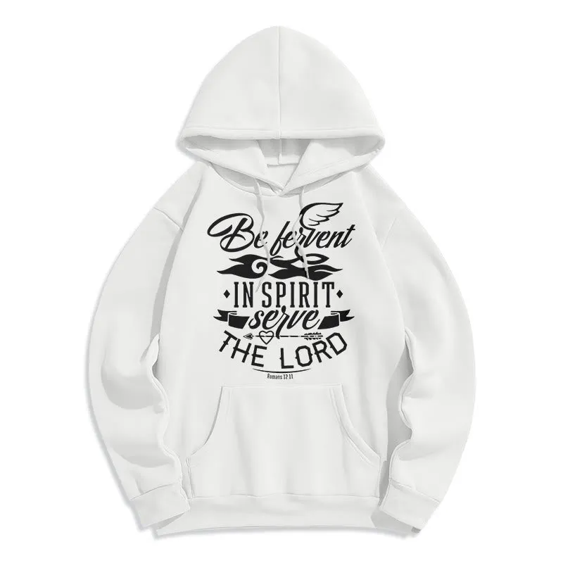Christianartworkshop Modern Style Be Fervent In Spirit Fleece Lined Polyester Hoodie sold by Christian Art Workshop