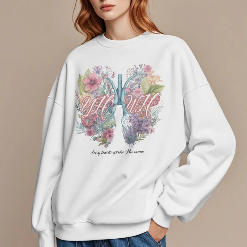 Christianartworkshop Colored Style Every Breath Speaks His Name Fleece Lined Polyester Sweatshirt sold by Christian Art Workshop product image thumbnail 2