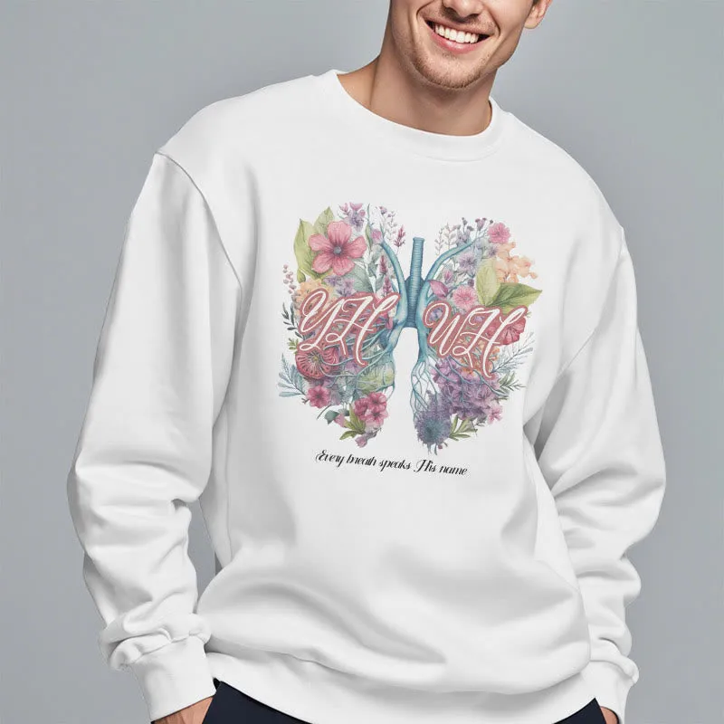 Christianartworkshop Colored Style Every Breath Speaks His Name Fleece Lined Polyester Sweatshirt sold by Christian Art Workshop product image thumbnail 3