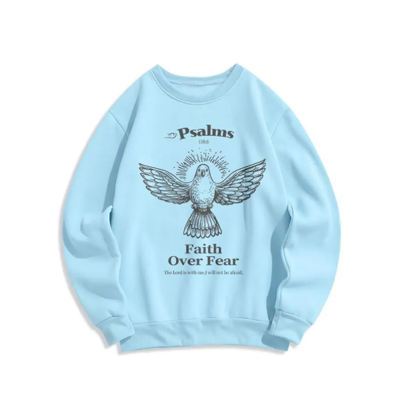 Christianartworkshop Classic Quotation Style Faith Over Fear Fleece Lined Polyester Sweatshirt sold by Christian Art Workshop